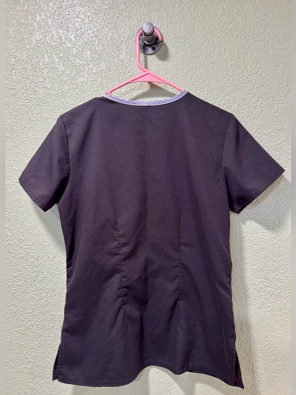 Grey's Anatomy Black Scrub Top with Pink Accent and Gray Trim Size Small - Picture 6 of 6